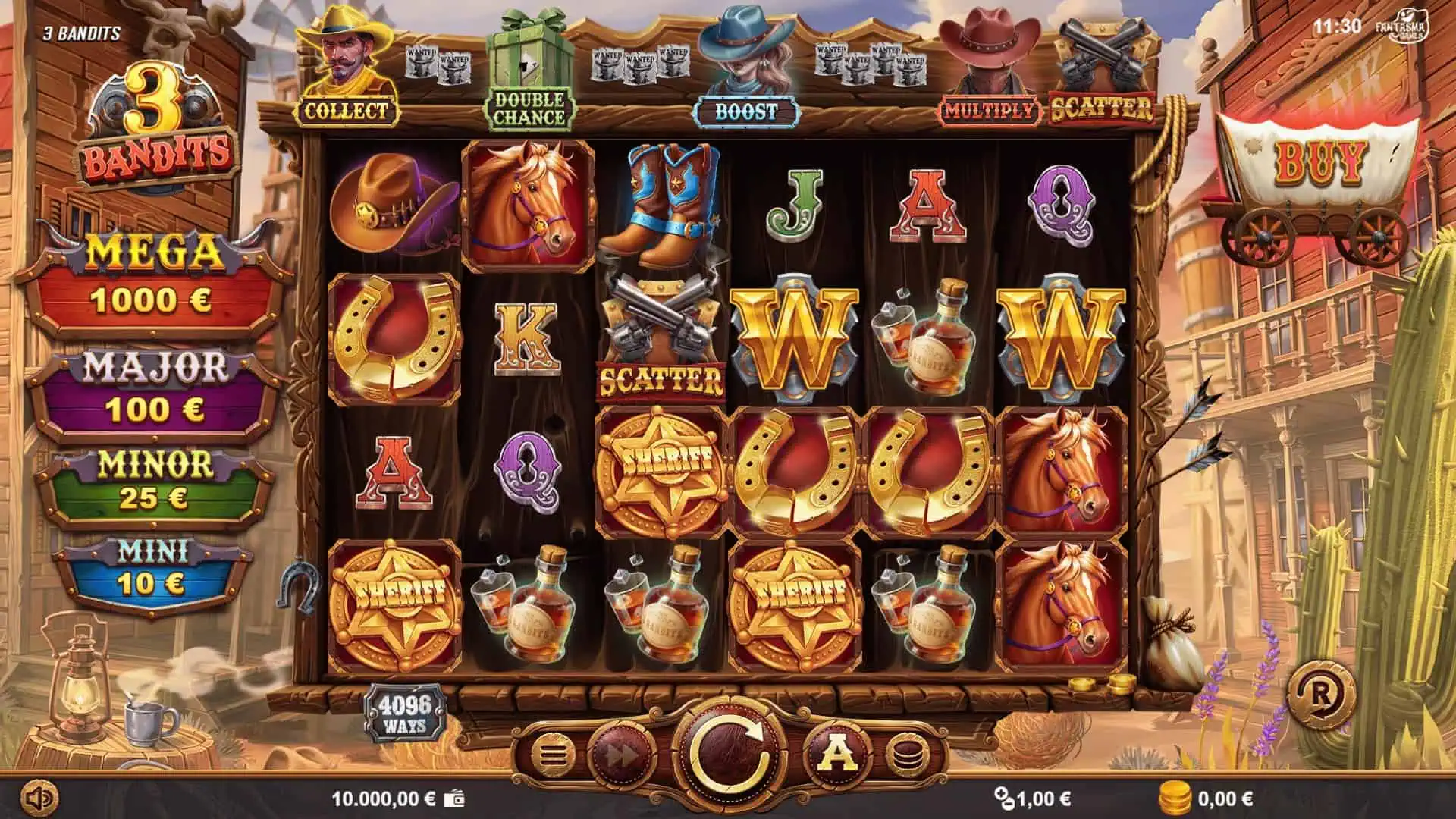 3 Bandits slot gameplay reels