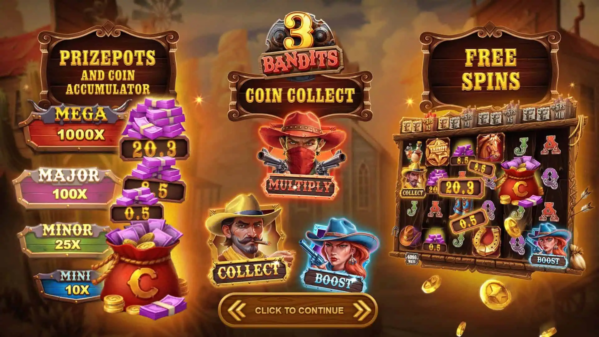3 Bandits slot intro screen