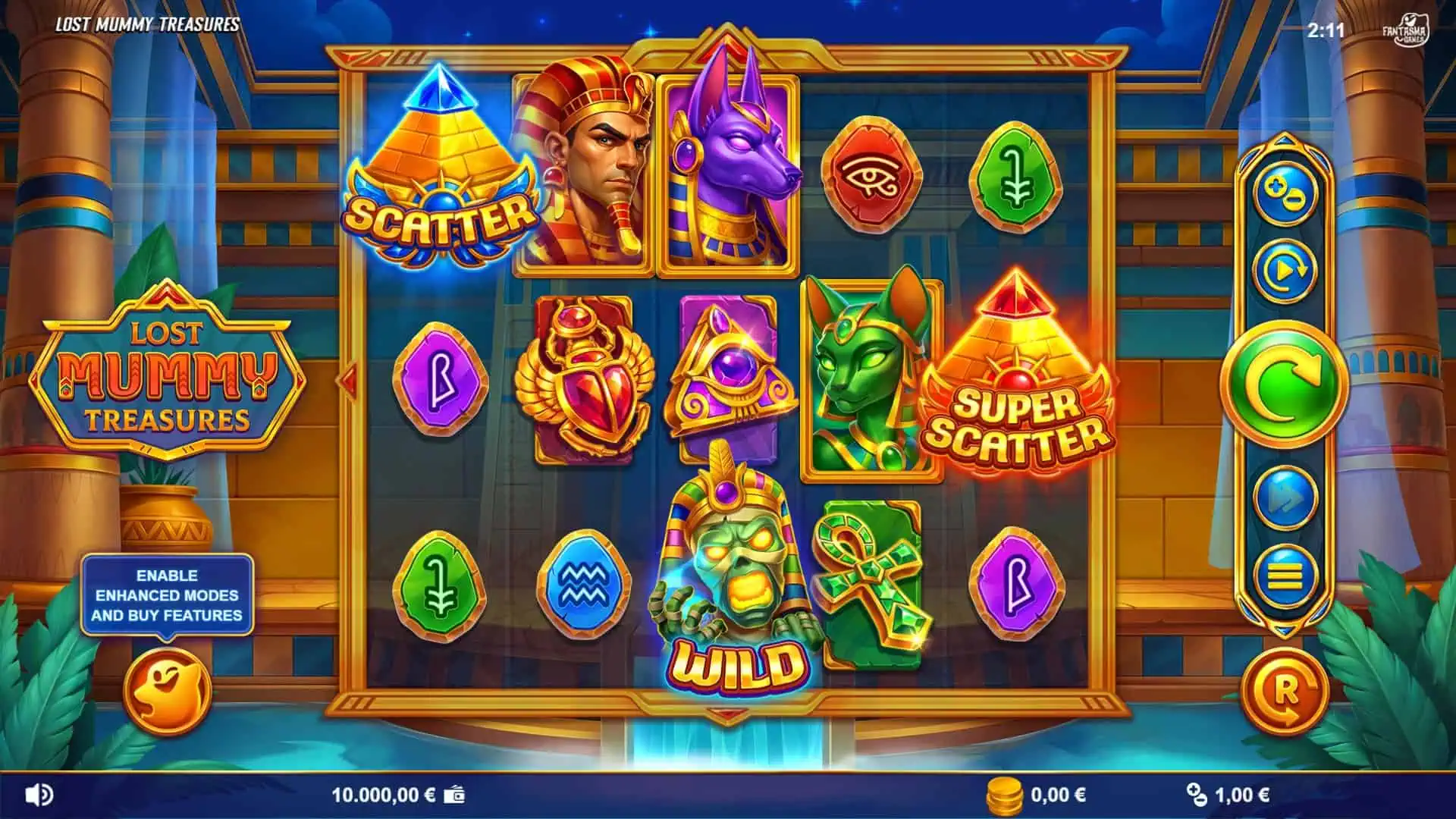 Lost Mummy Treasures slot gameplay reels