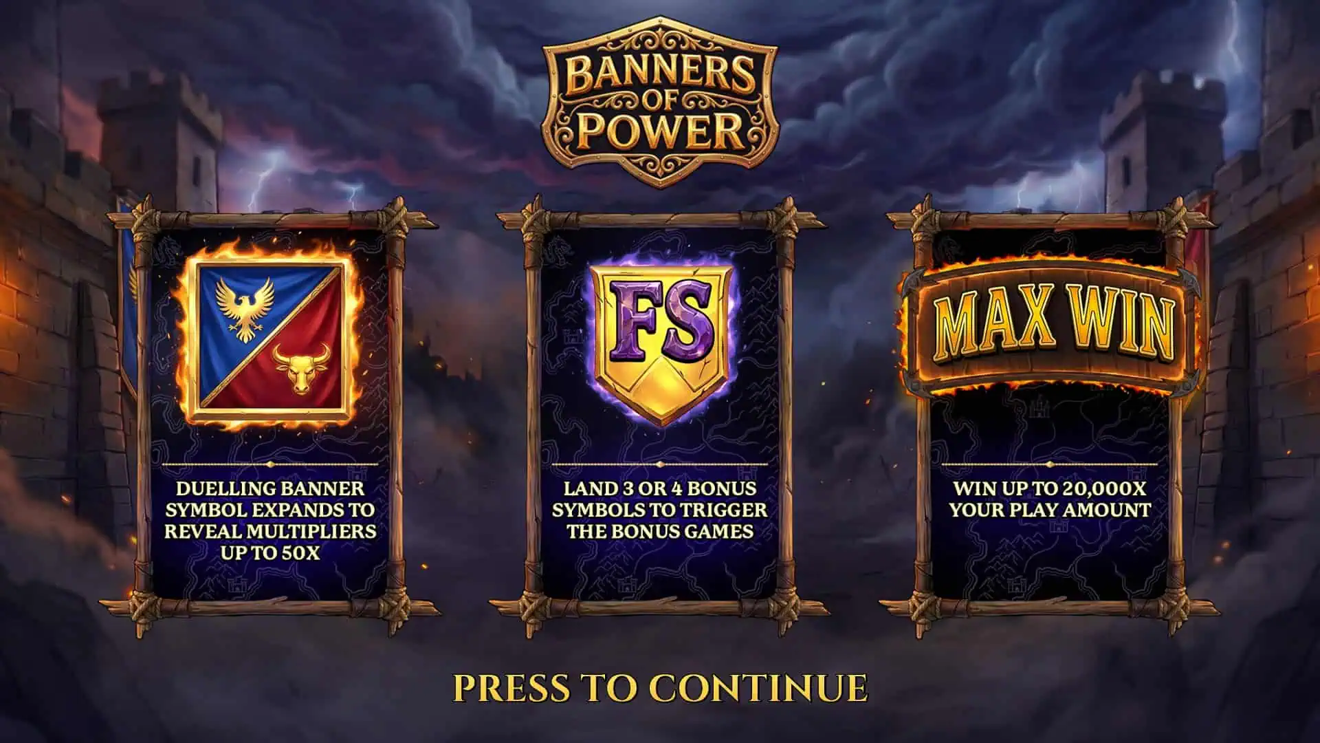Banners of Power slot intro screen