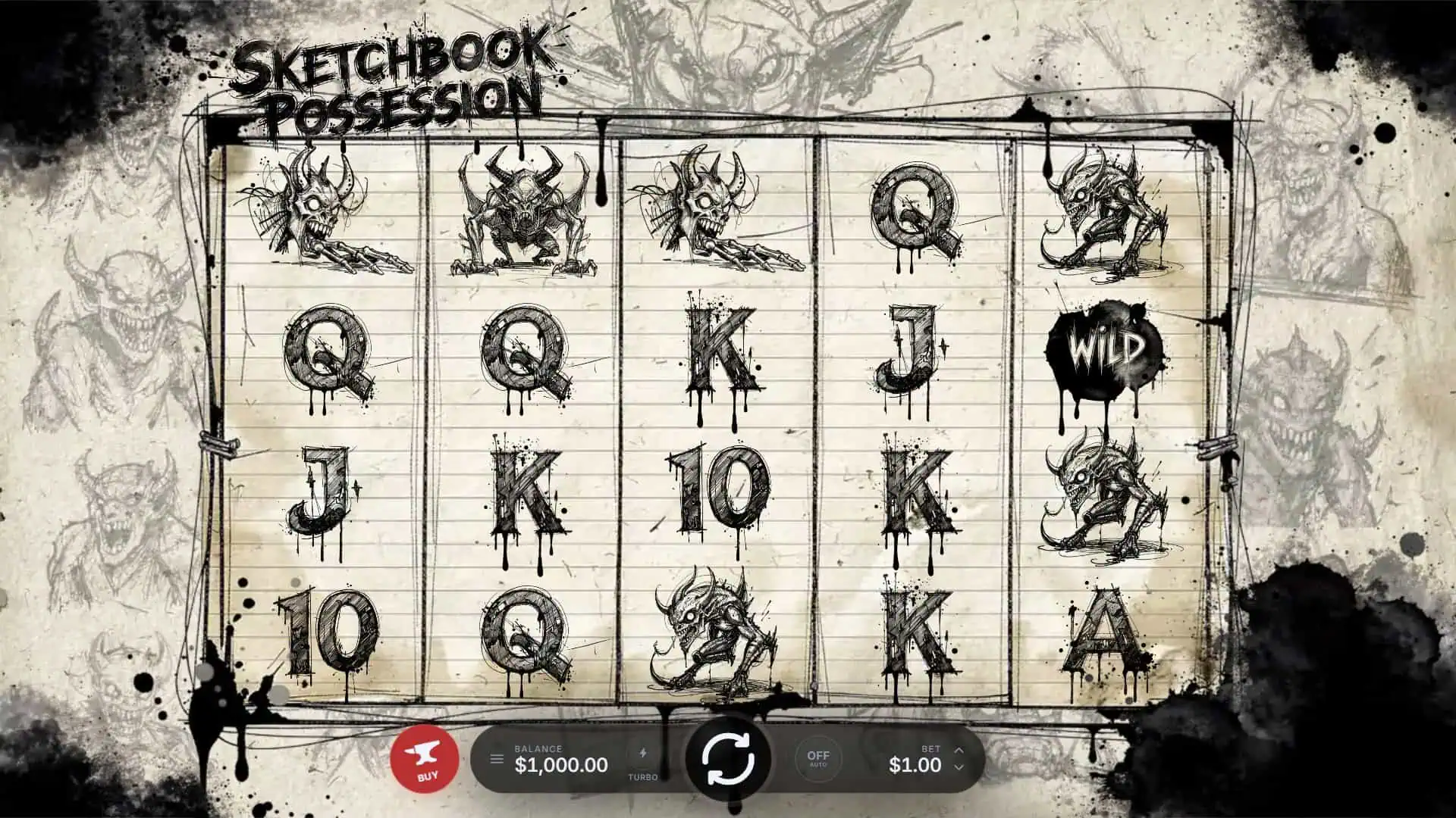 Sketchbook Possession slot gameplay reels