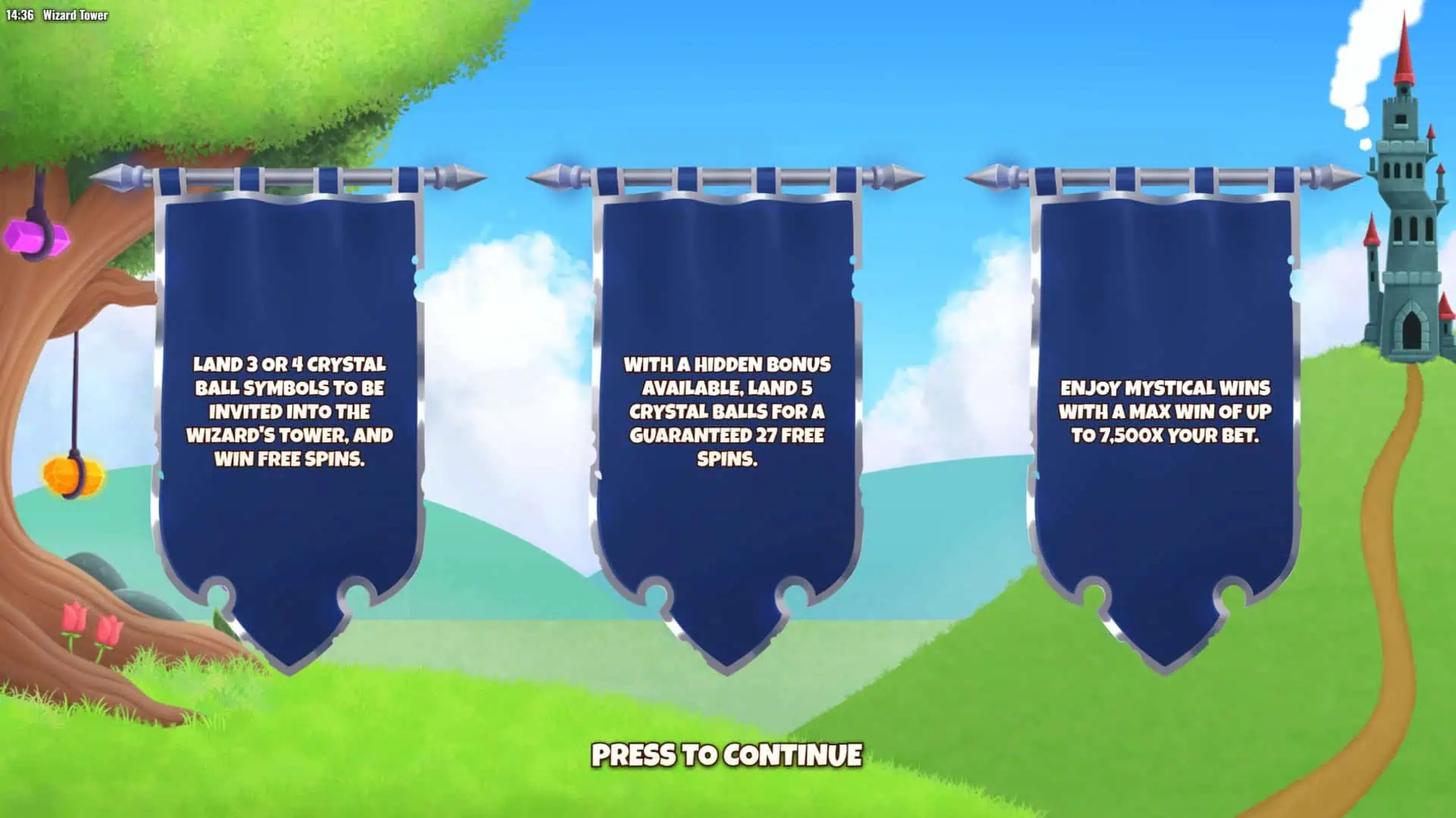 Wizard Tower slot intro screen