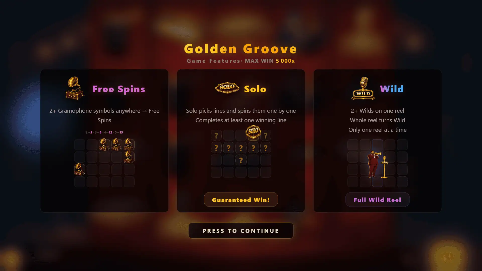 Golden Groove slot intro screen