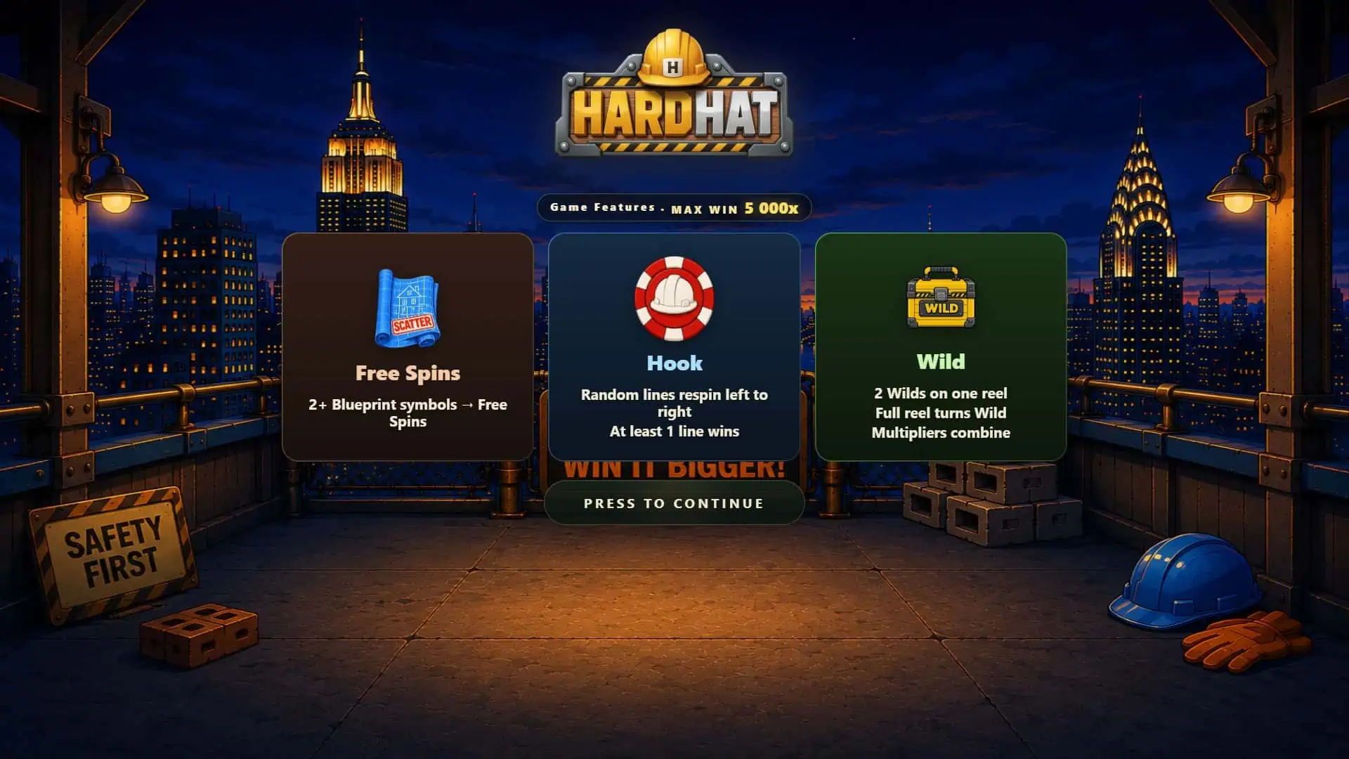 Hard Hat slot intro screen