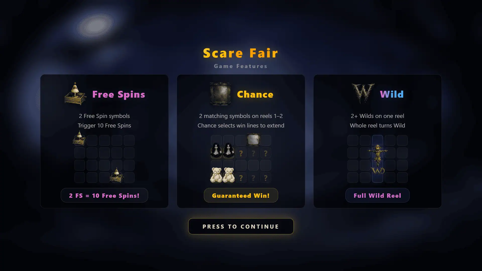Scare Fair slot intro screen