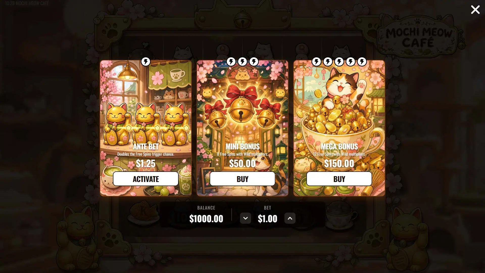 Mochi Meow Cafe bonus buy menu