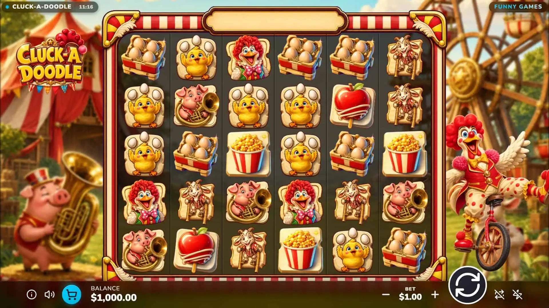 Cluck A Doodle slot gameplay reels