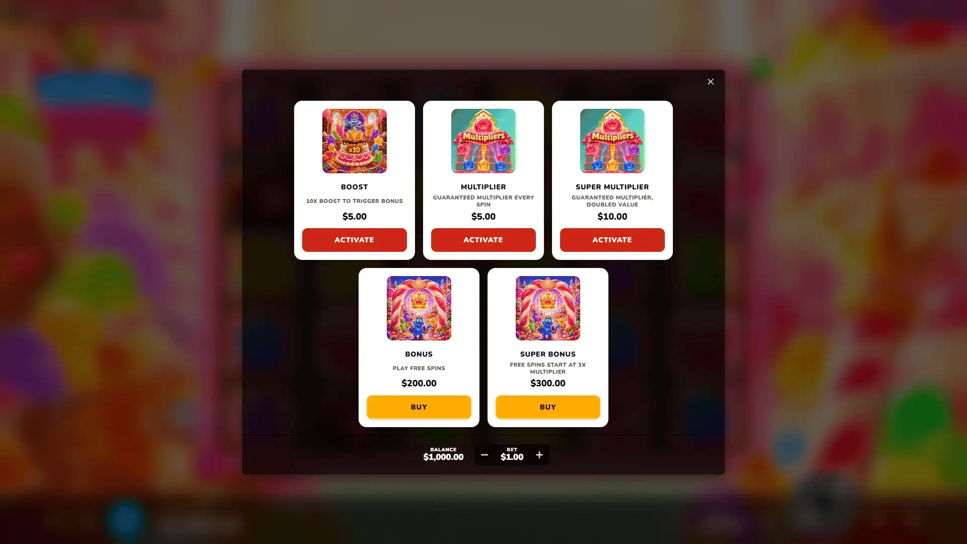 Wobble Royale bonus buy menu