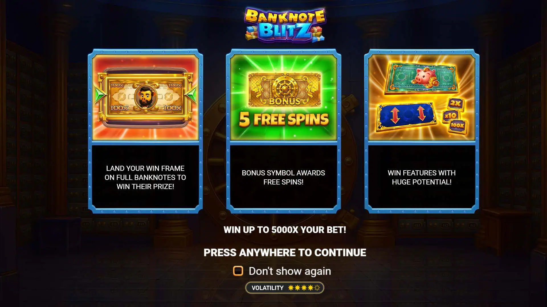 Banknote Blitz slot intro screen