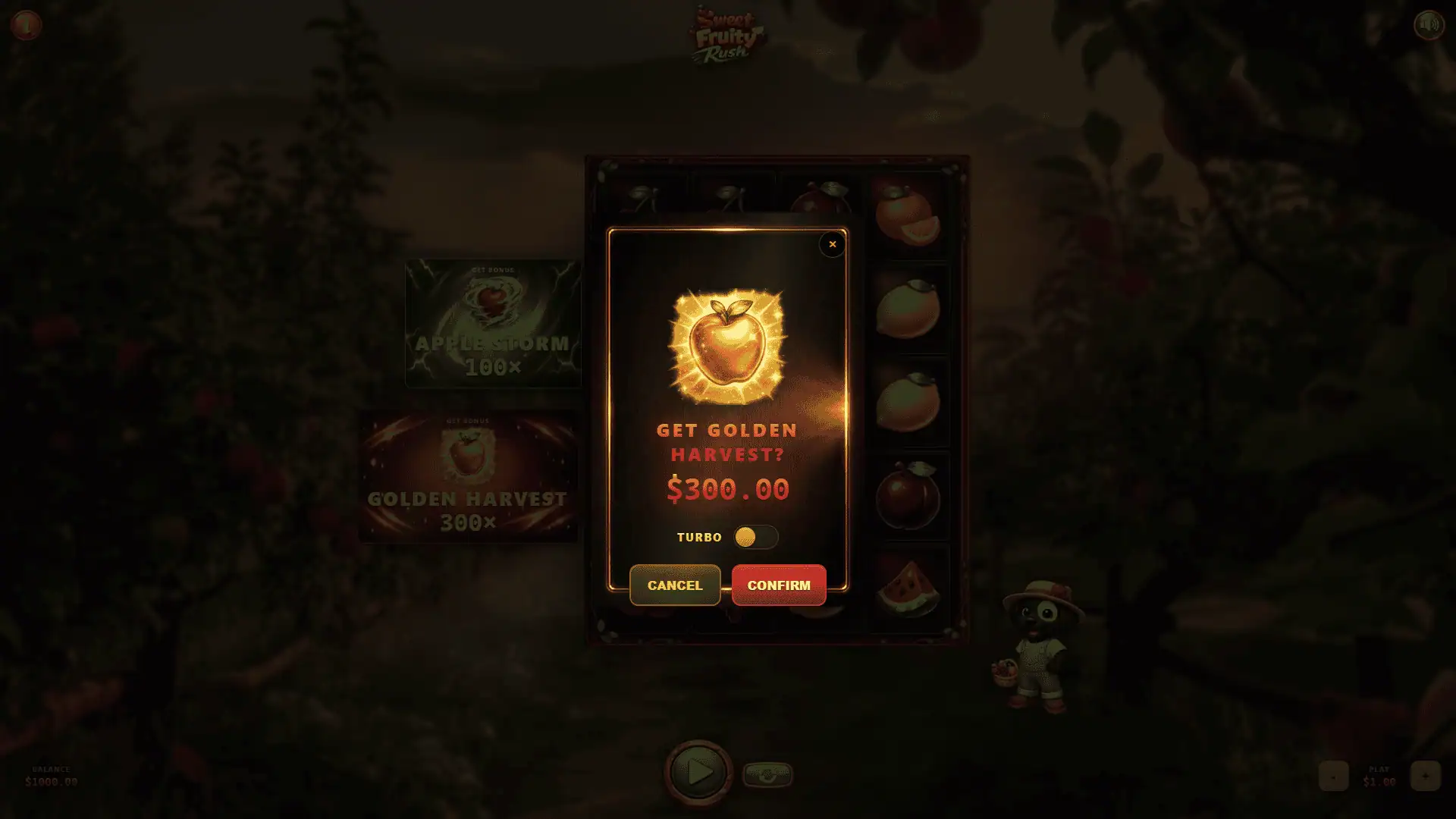 Sweet Fruity Rush bonus buy menu