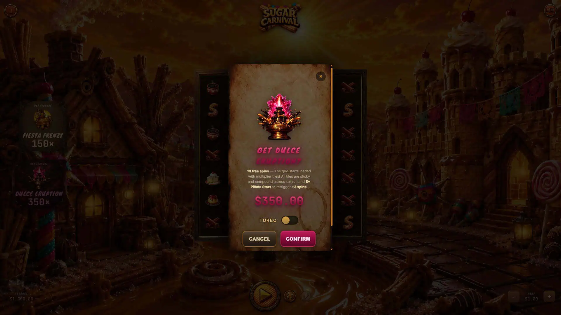 Sugar Carnival bonus buy menu
