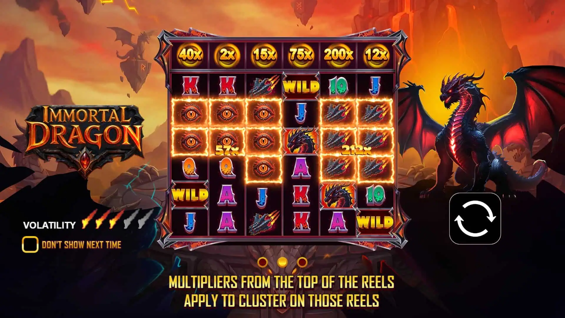 Immortal Dragon slot intro screen