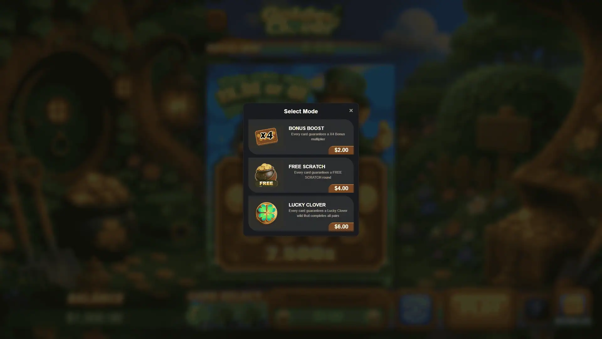 Golden Clover bonus buy menu