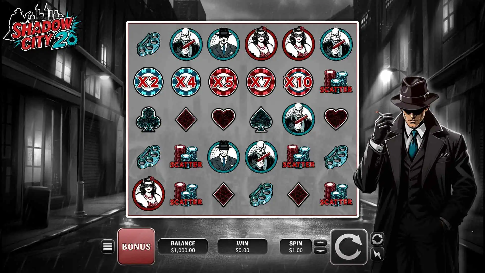 City of Shadows 2 slot gameplay reels