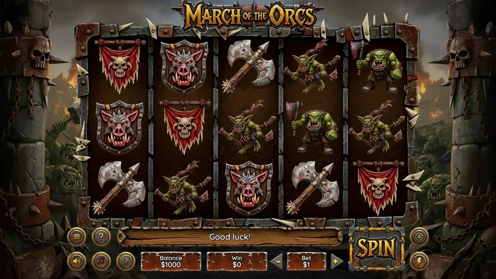 March of the Orcs slot gameplay reels