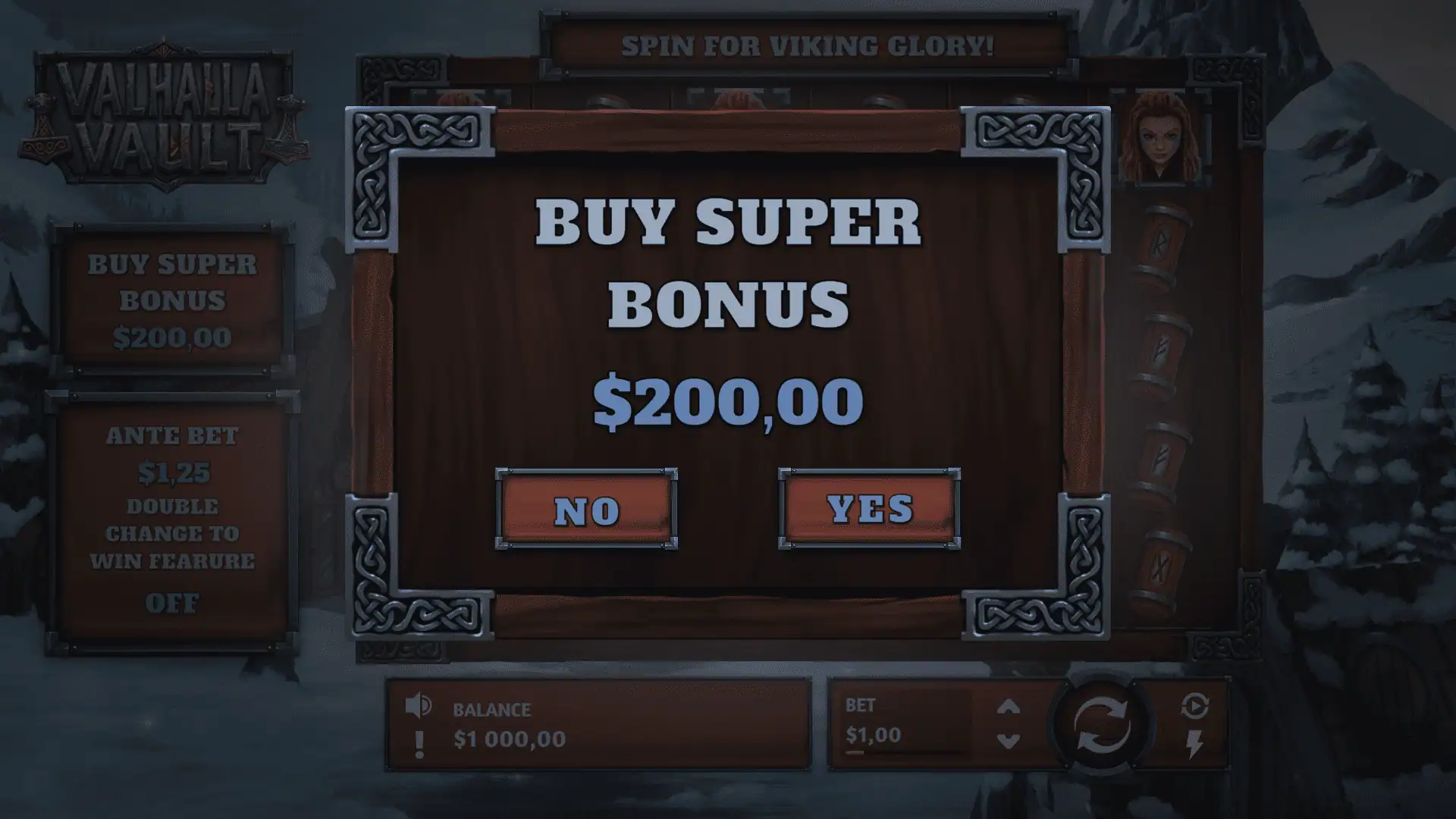Valhalla Vault bonus buy menu