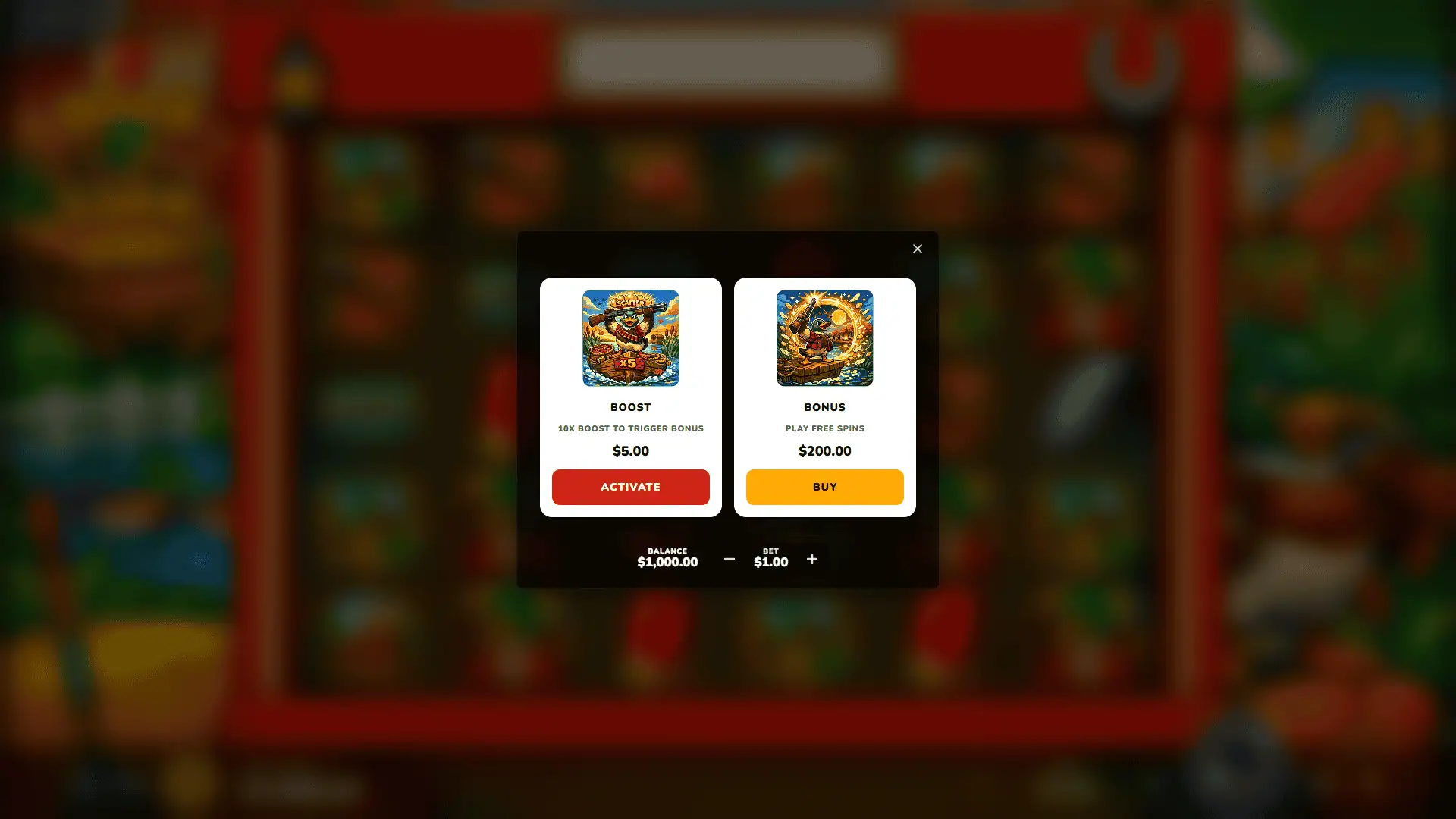 Duck Luck bonus buy menu