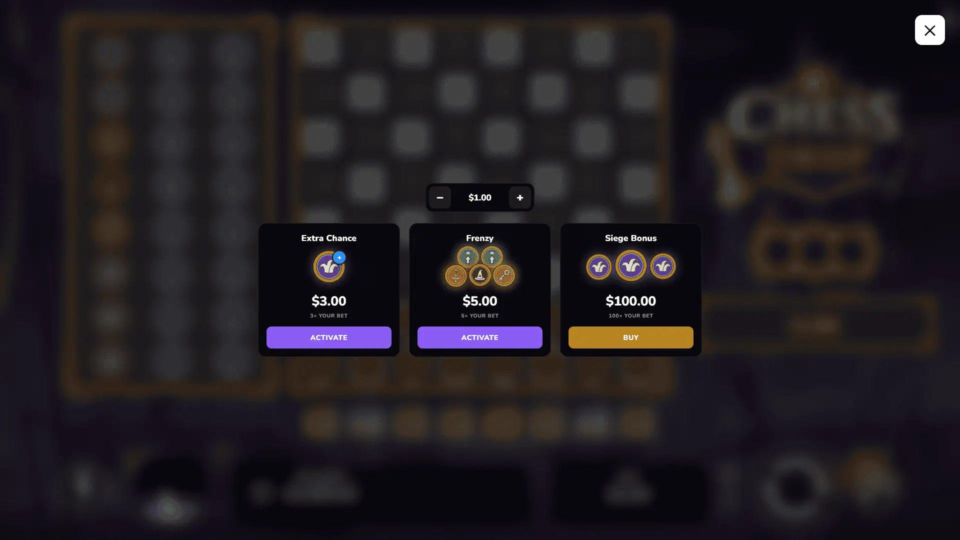 Chess Drop bonus buy menu