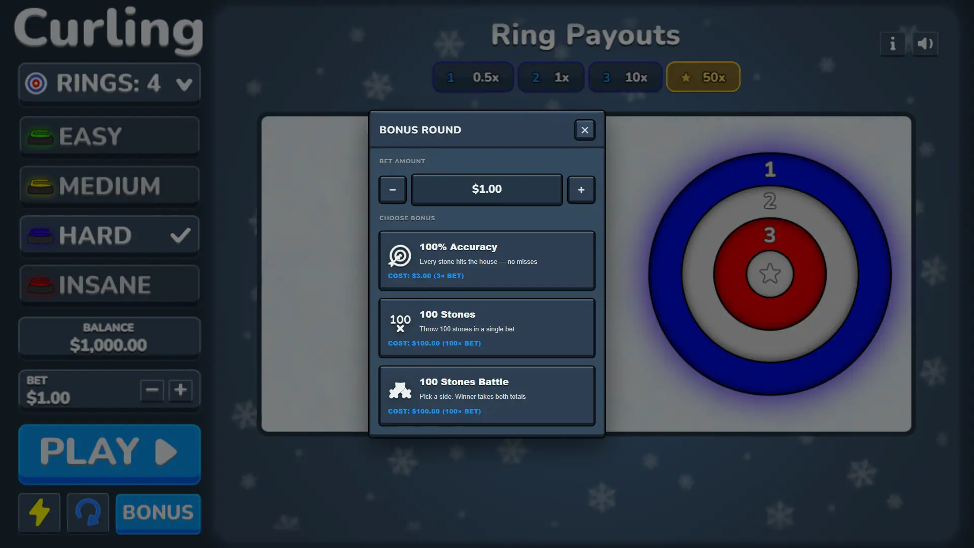 Curling bonus buy menu
