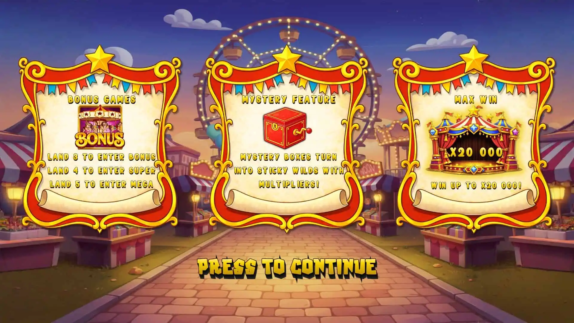 Madbox Carnival slot intro screen