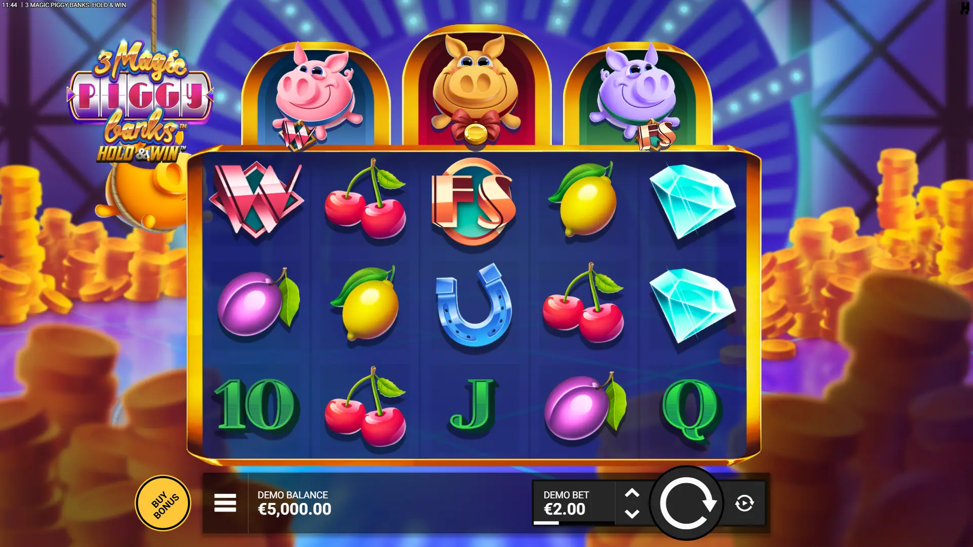 3 Magic Piggy Banks Hold & Win slot gameplay reels