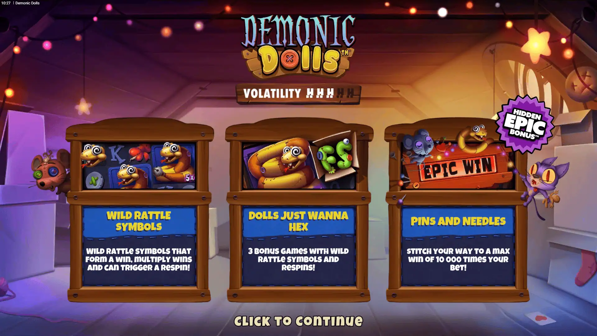 Demonic Dolls slot intro screen