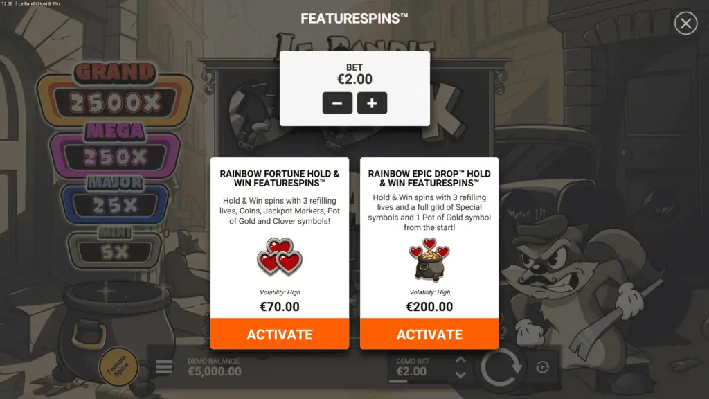 Hacksaw gaming le bandit hold and win bonus buy