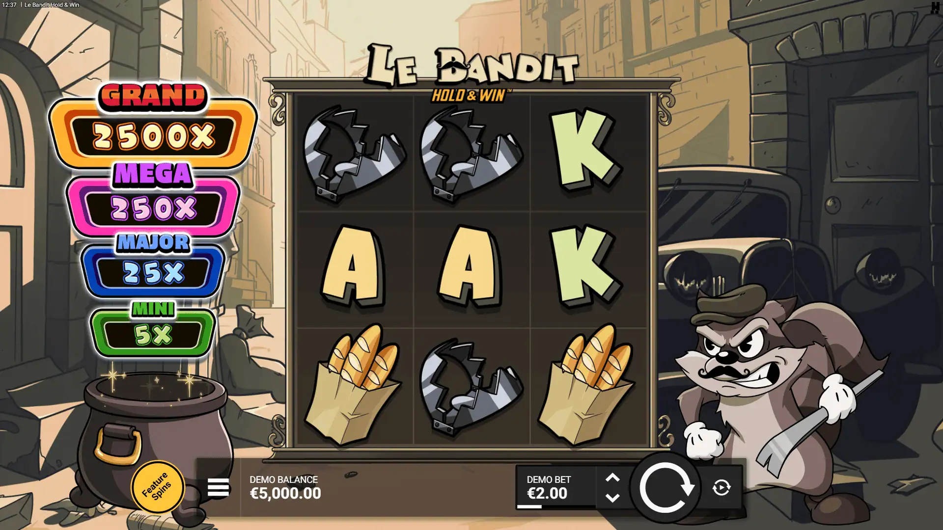 Le Bandit Hold & Win Hold and Win slot gameplay reels