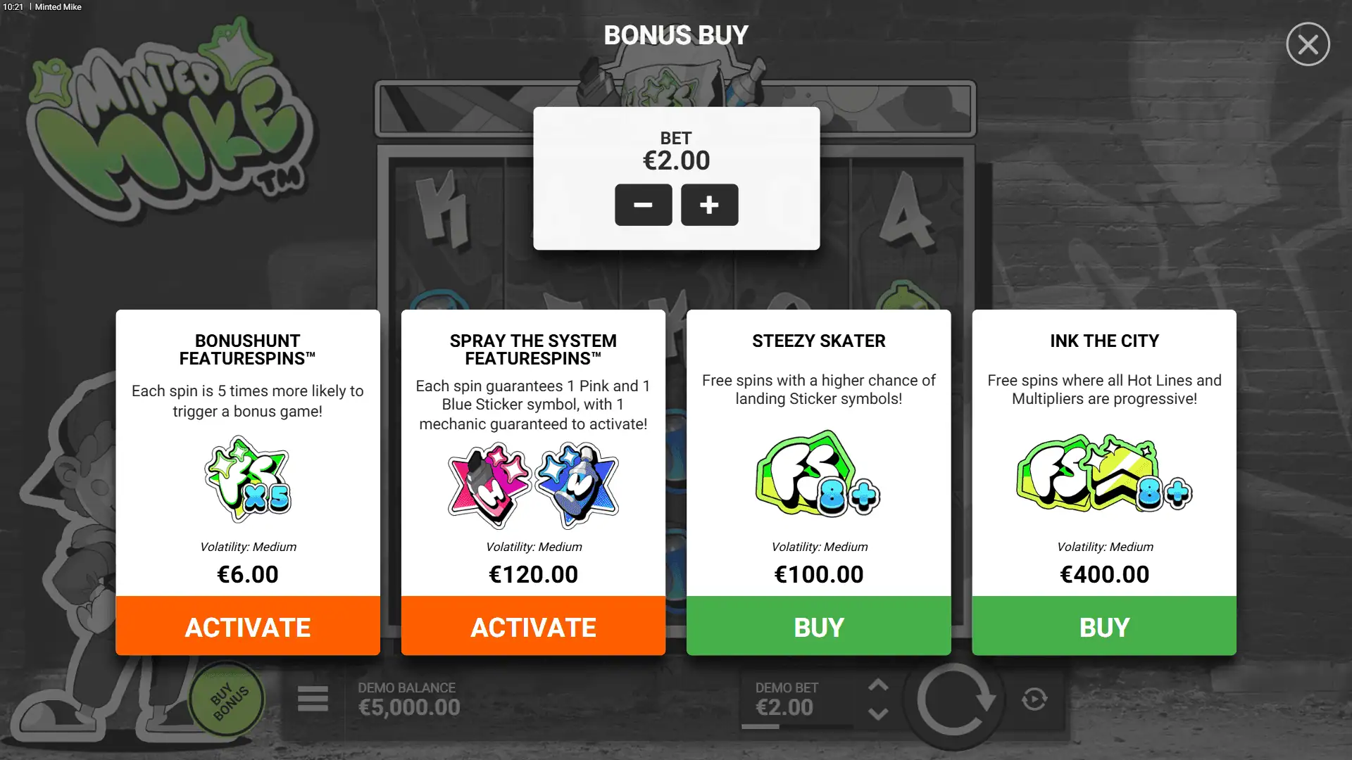 Minted Mike bonus buy menu
