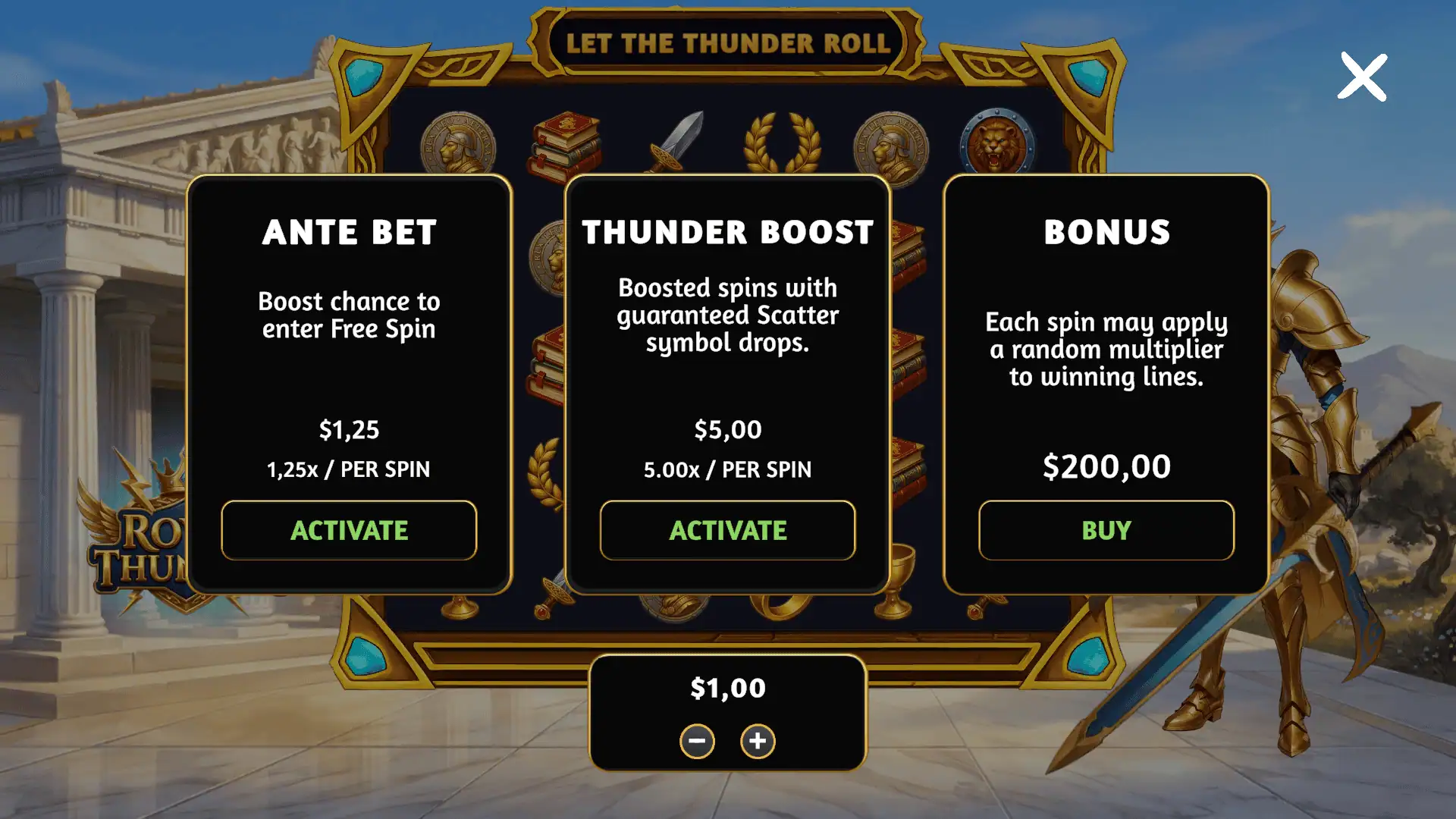 Royal Thunder bonus buy menu