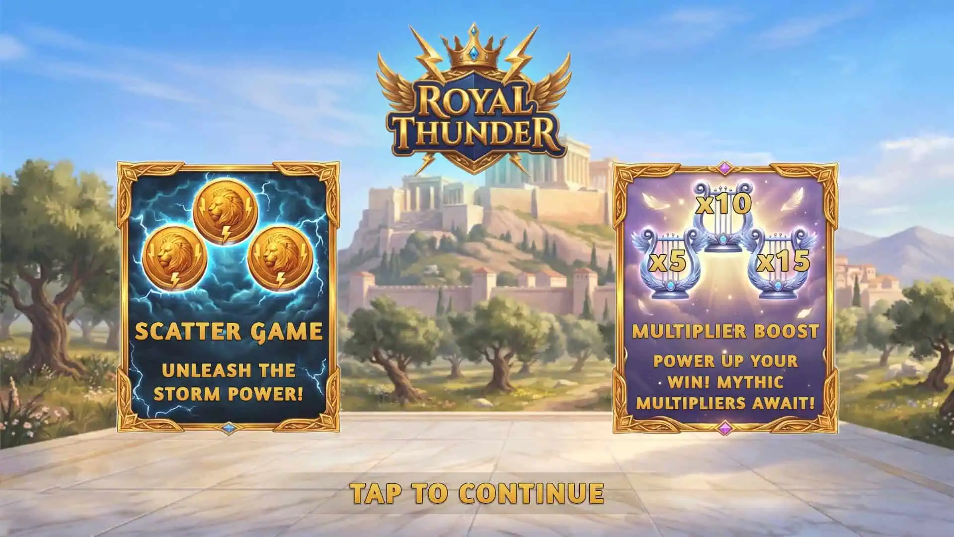 Royal Thunder slot intro screen