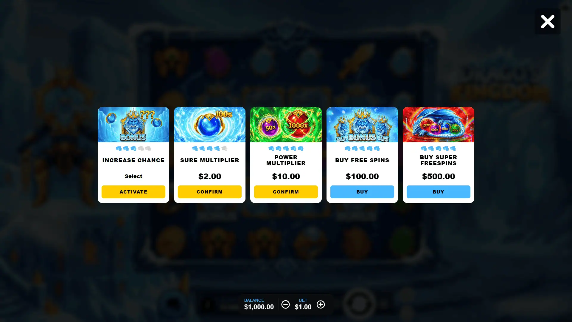 Dragos Kingdom bonus buy menu