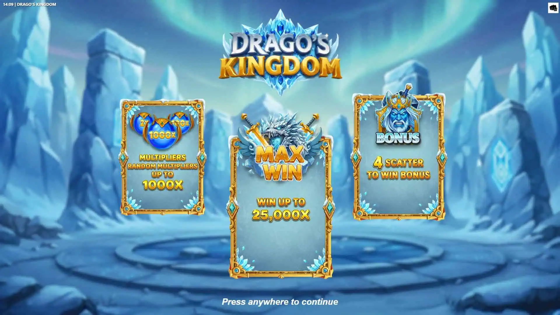 Dragos Kingdom slot intro screen