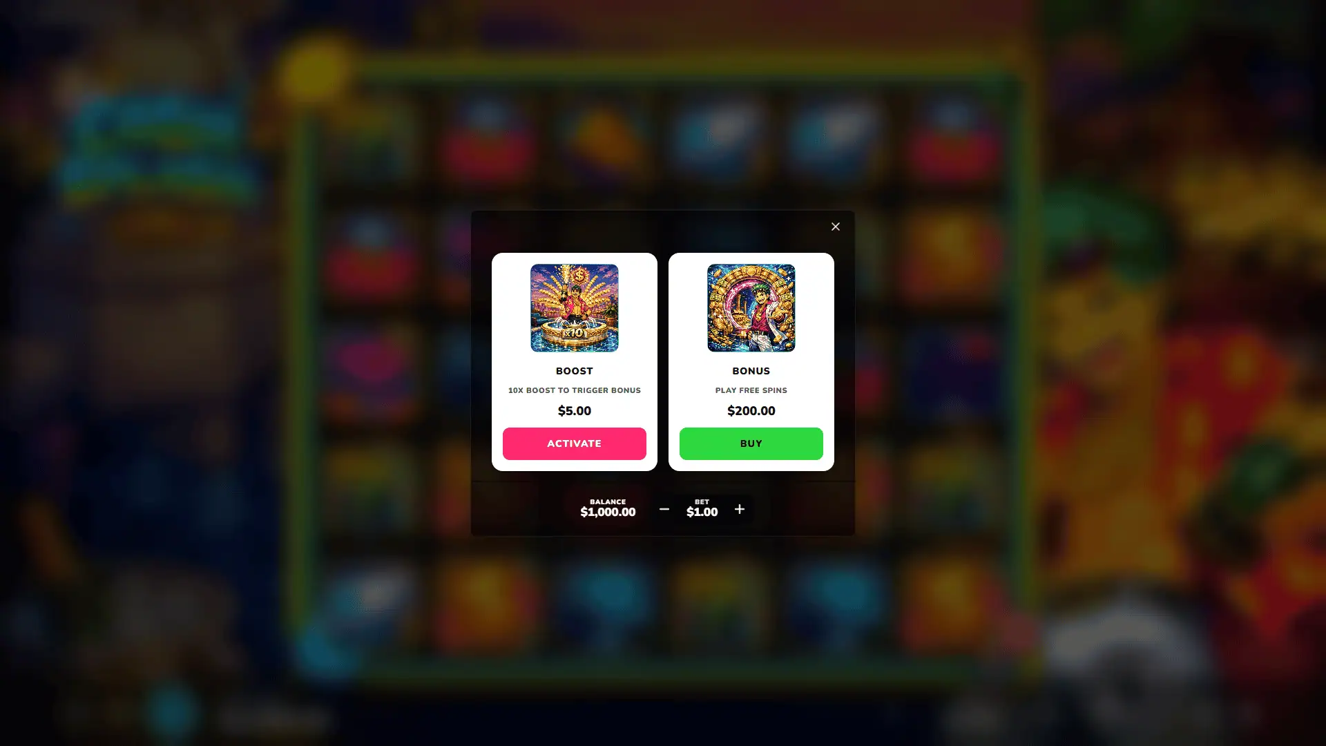 Cash Splash bonus buy menu