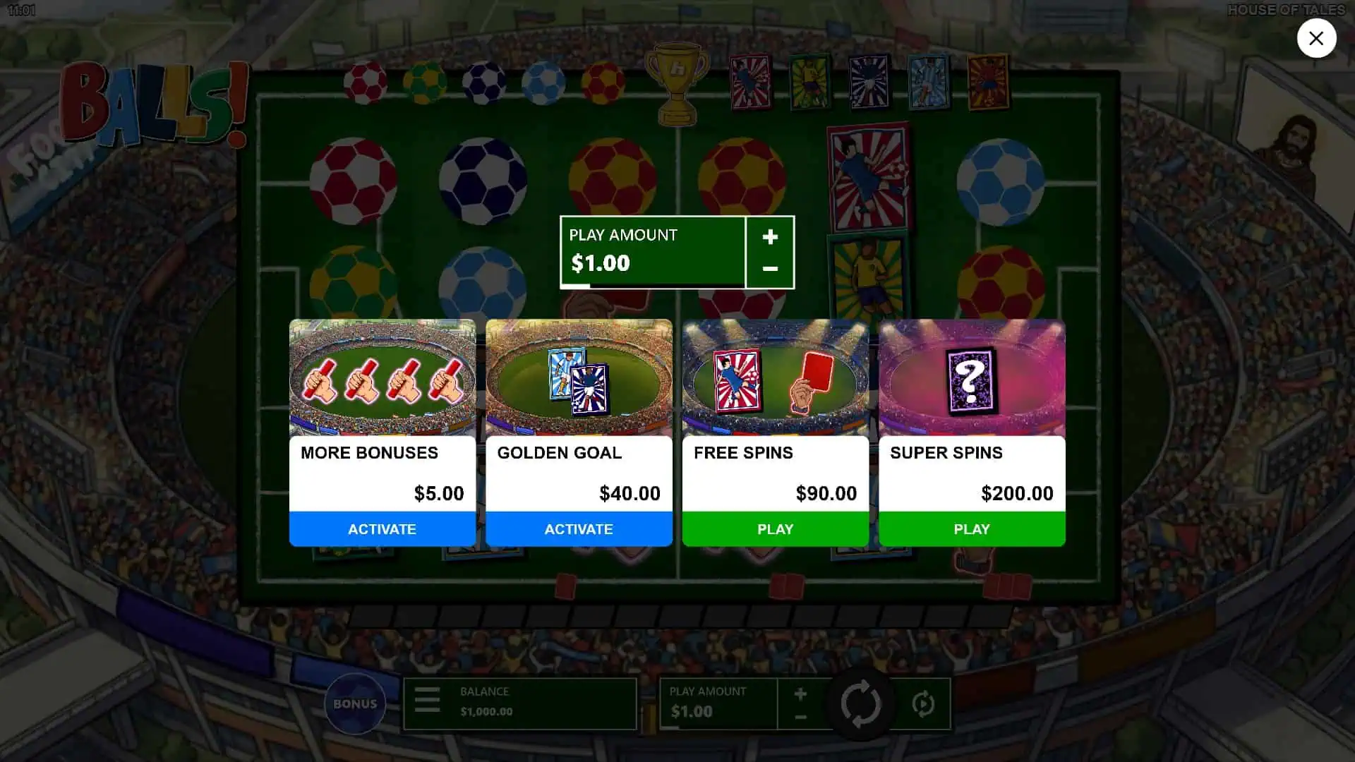 Balls! bonus buy menu