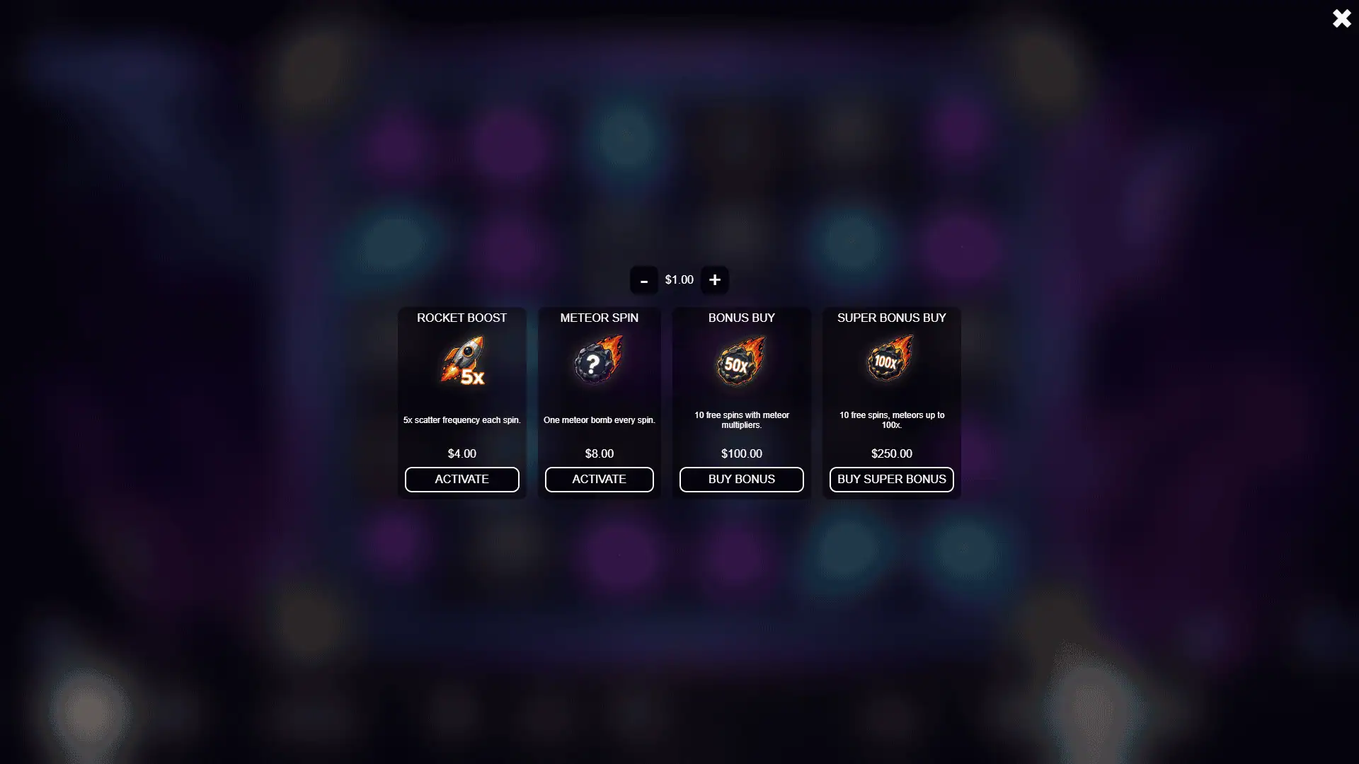 Hypernova bonus buy menu