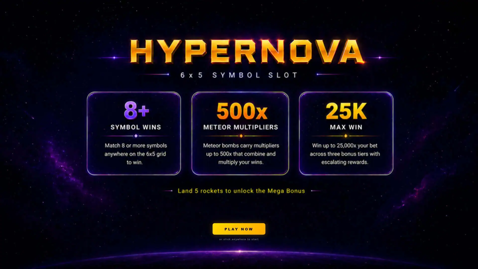 Hypernova slot intro screen