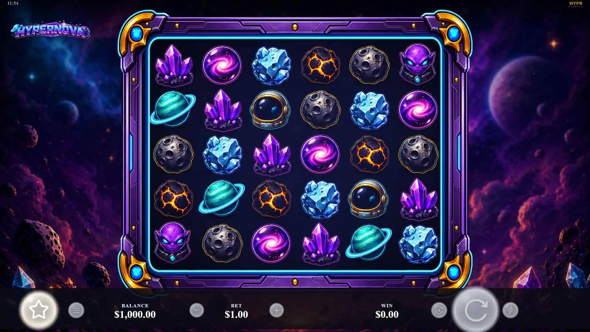 Hypernova slot gameplay reels