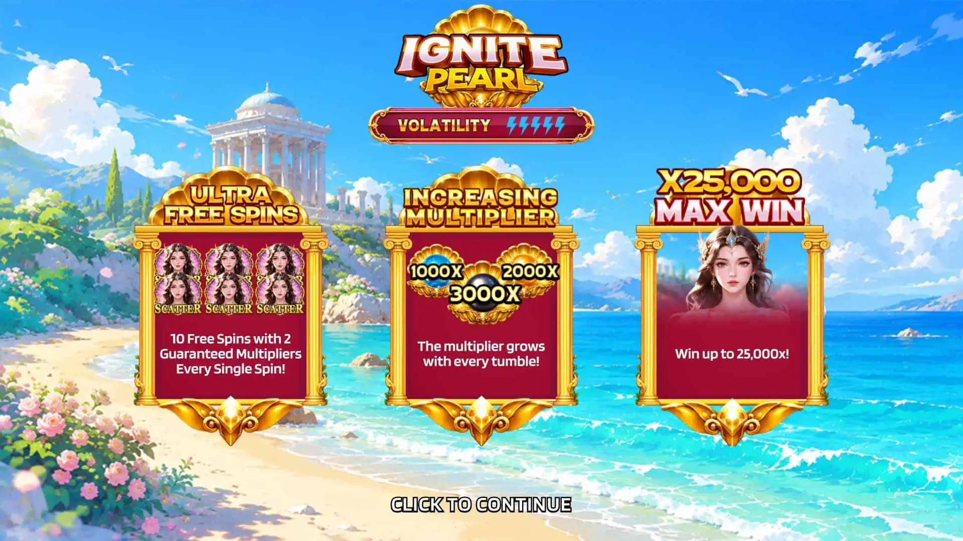 IGNITE Pearl slot intro screen