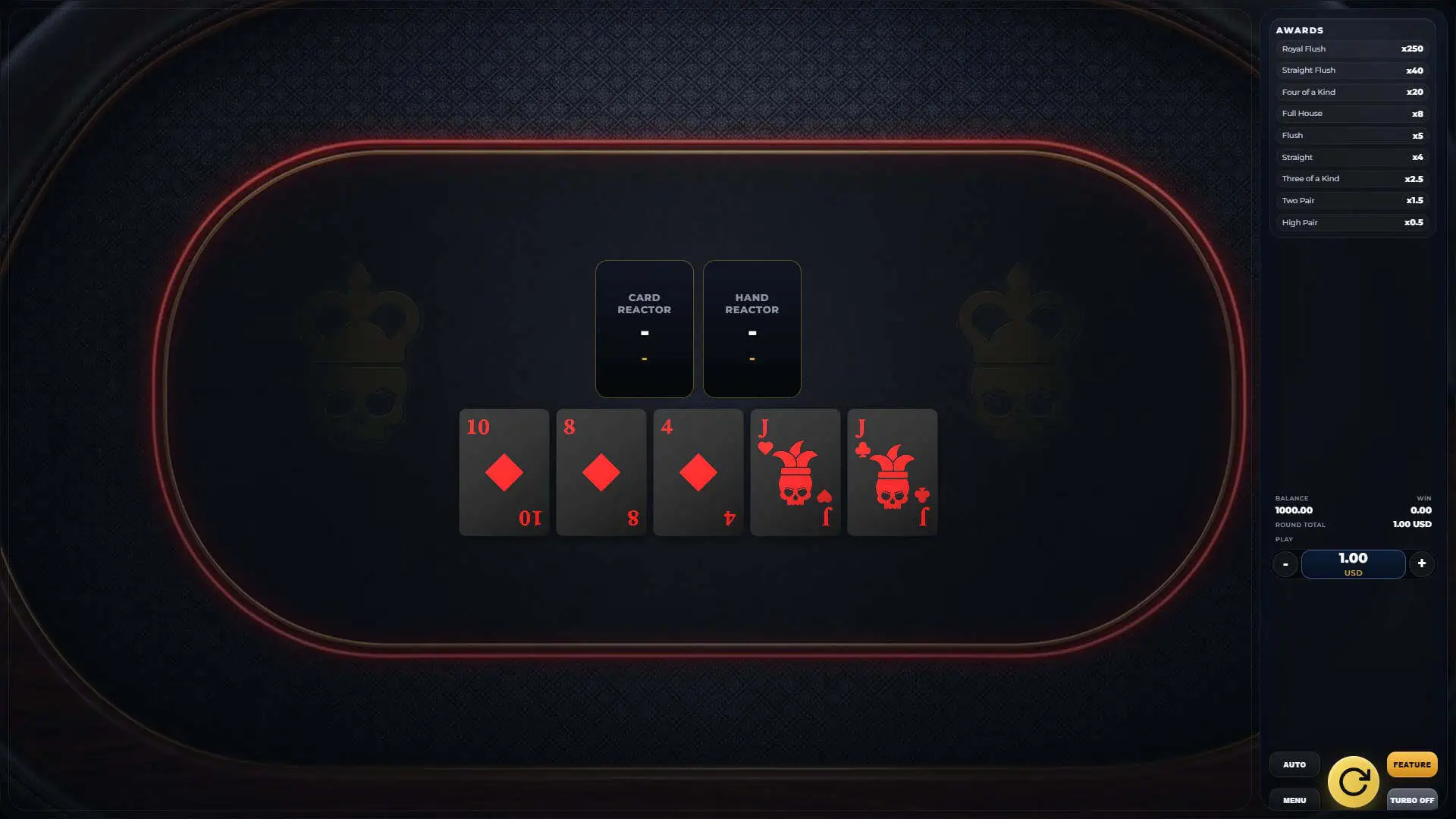 Poker Reactor slot gameplay reels