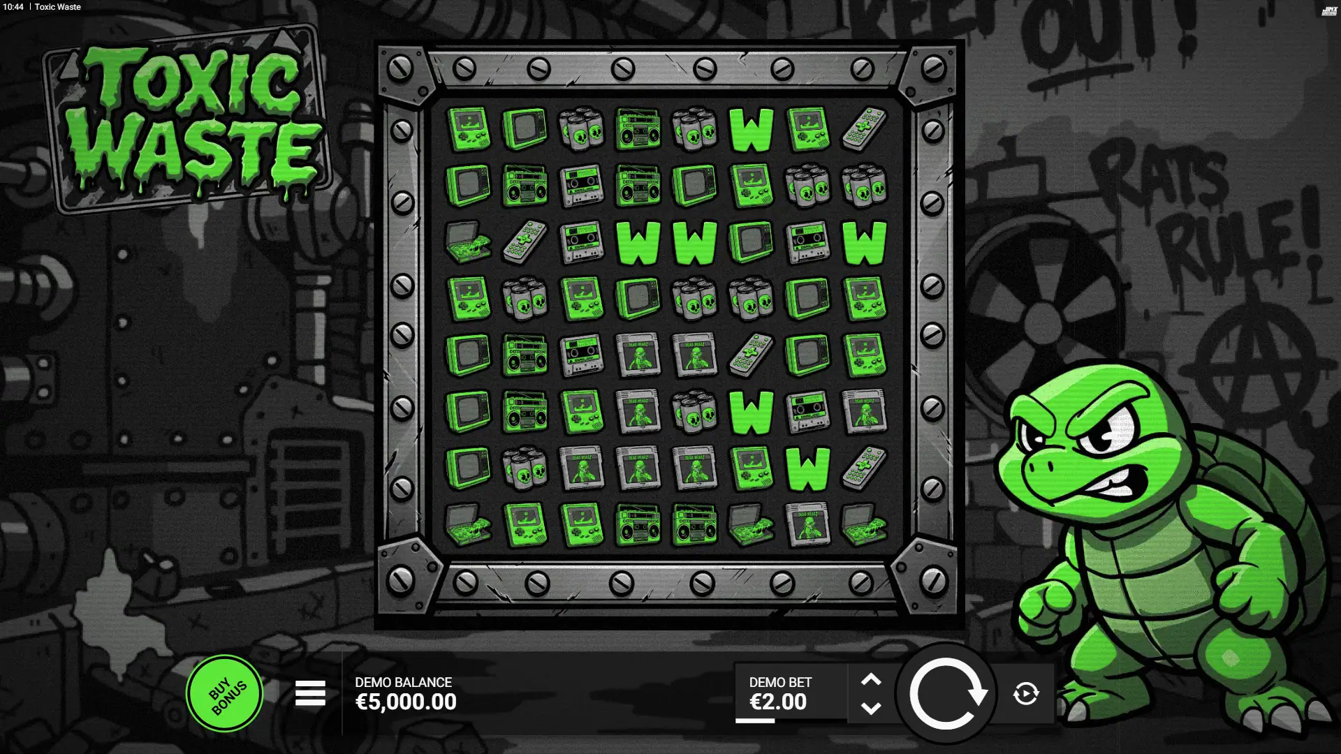 Toxic Waste slot gameplay reels