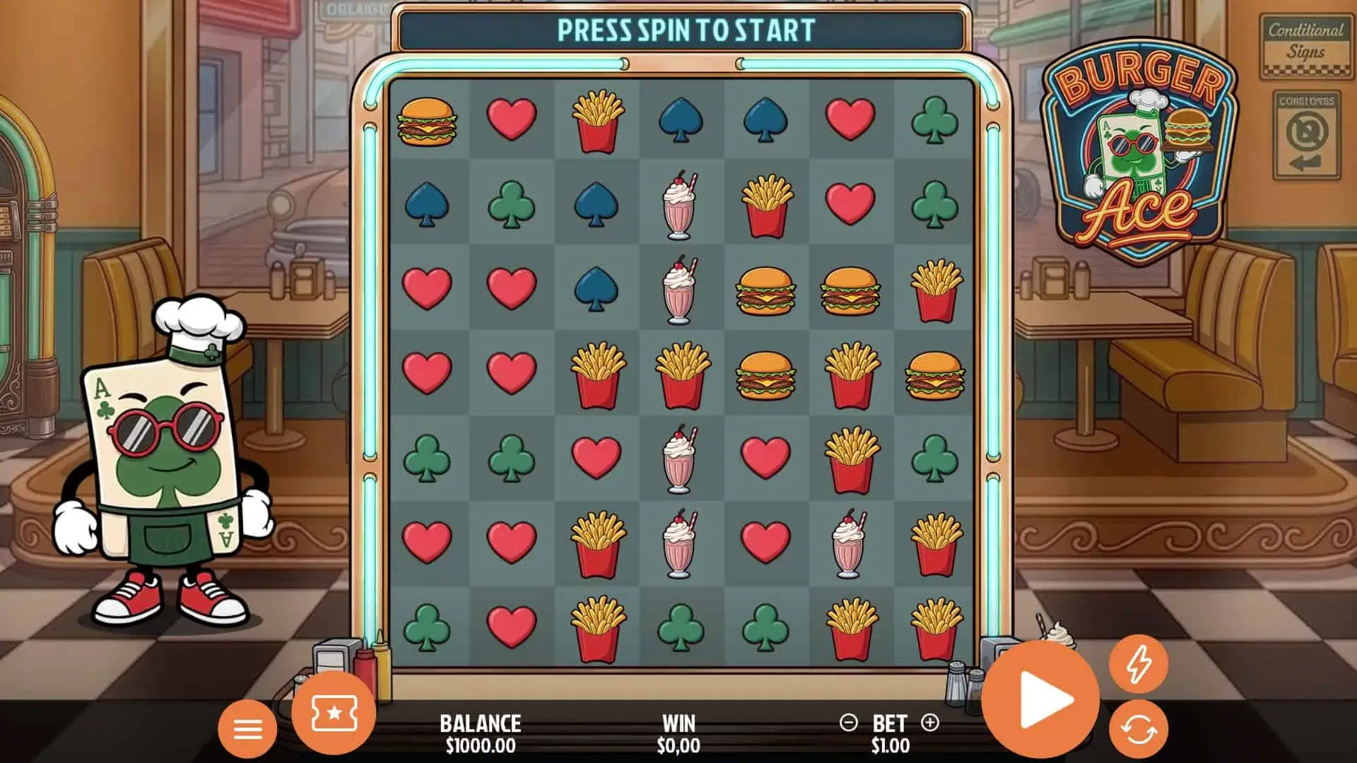 Burger Ace Clusters slot gameplay reels