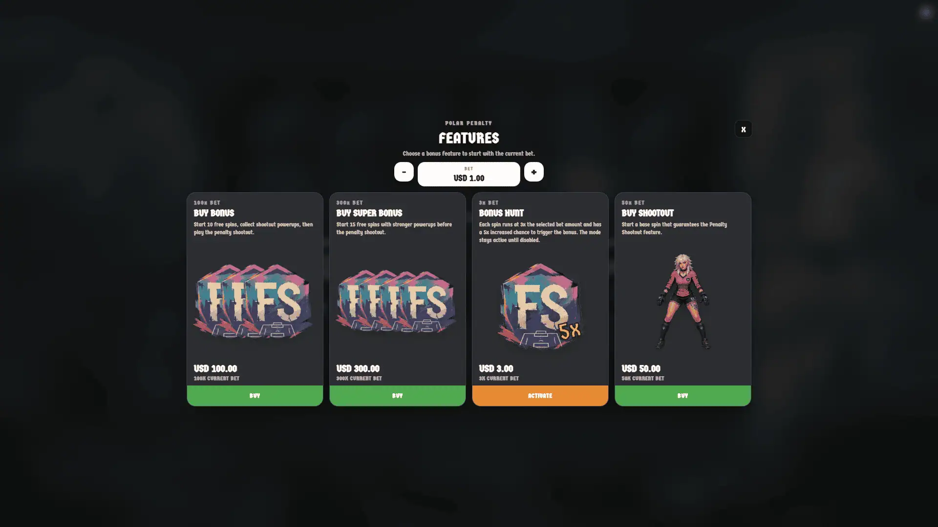 Polar Penalty bonus buy menu