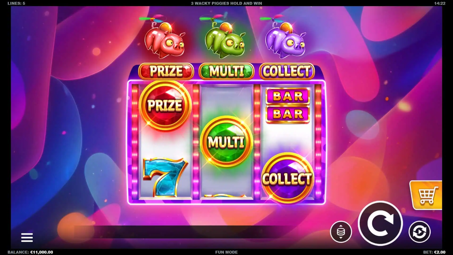 3 Wacky Piggies slot gameplay reels