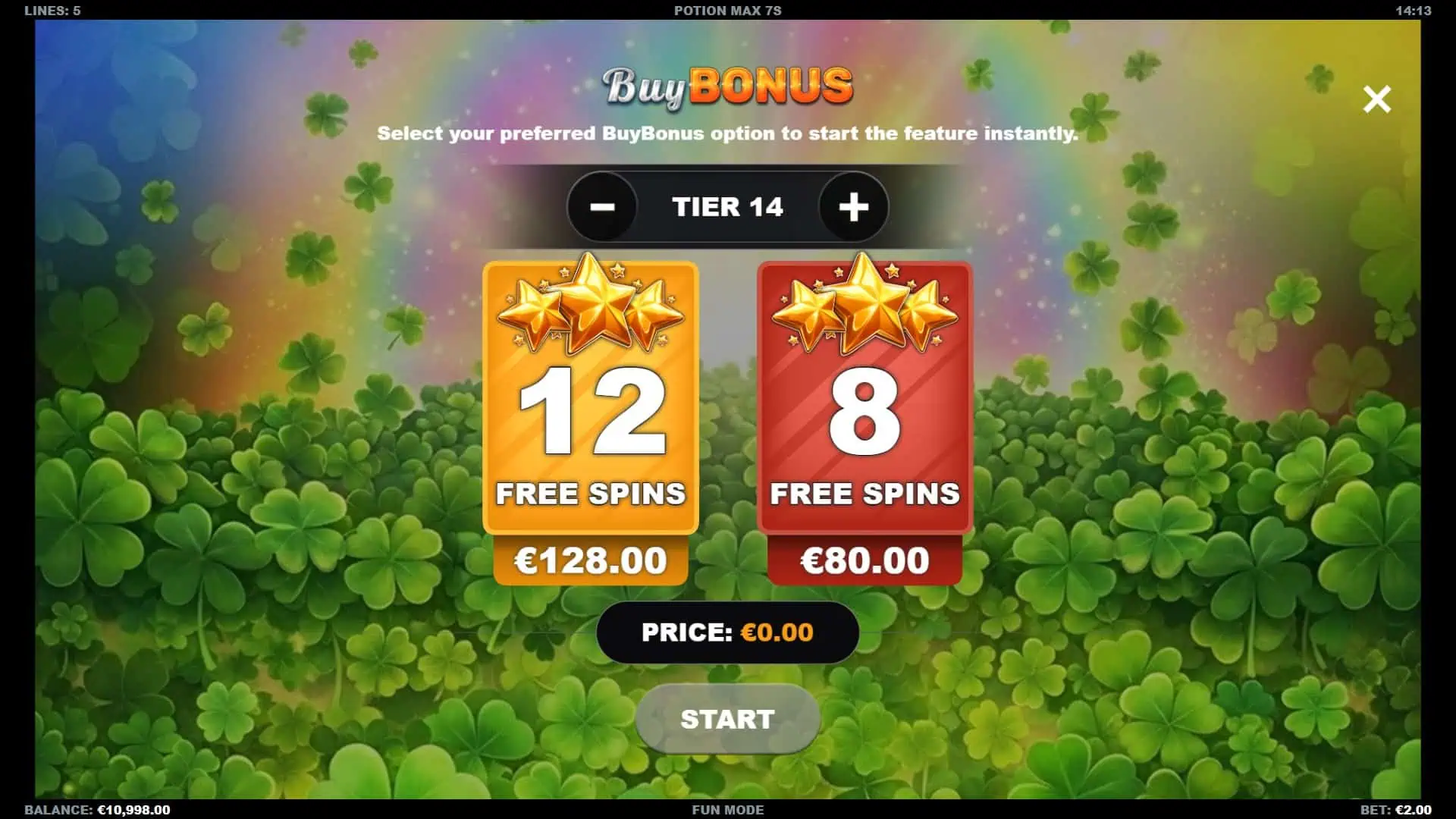 Potion Max 7s bonus buy menu