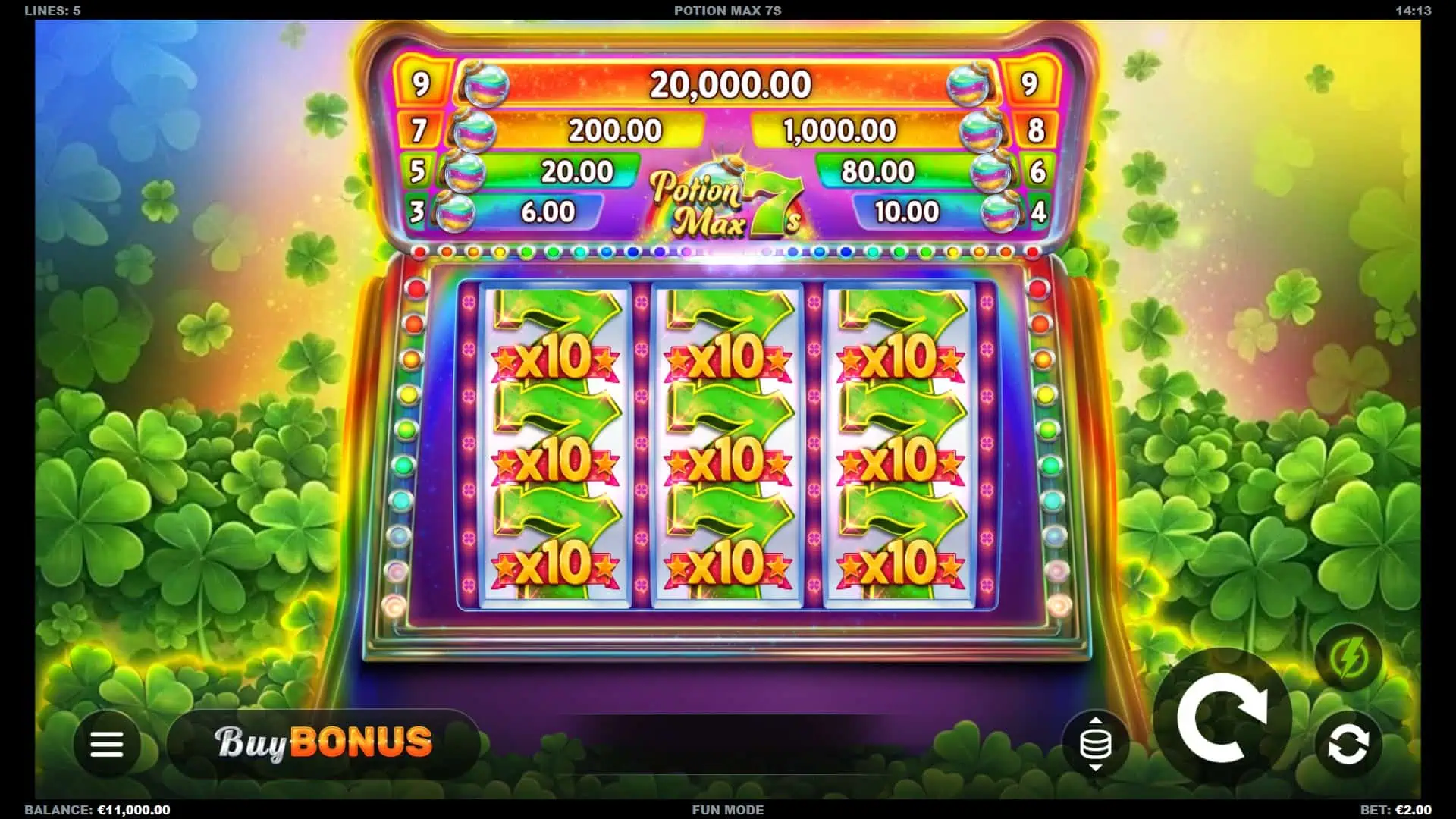 Potion Max 7s slot gameplay reels