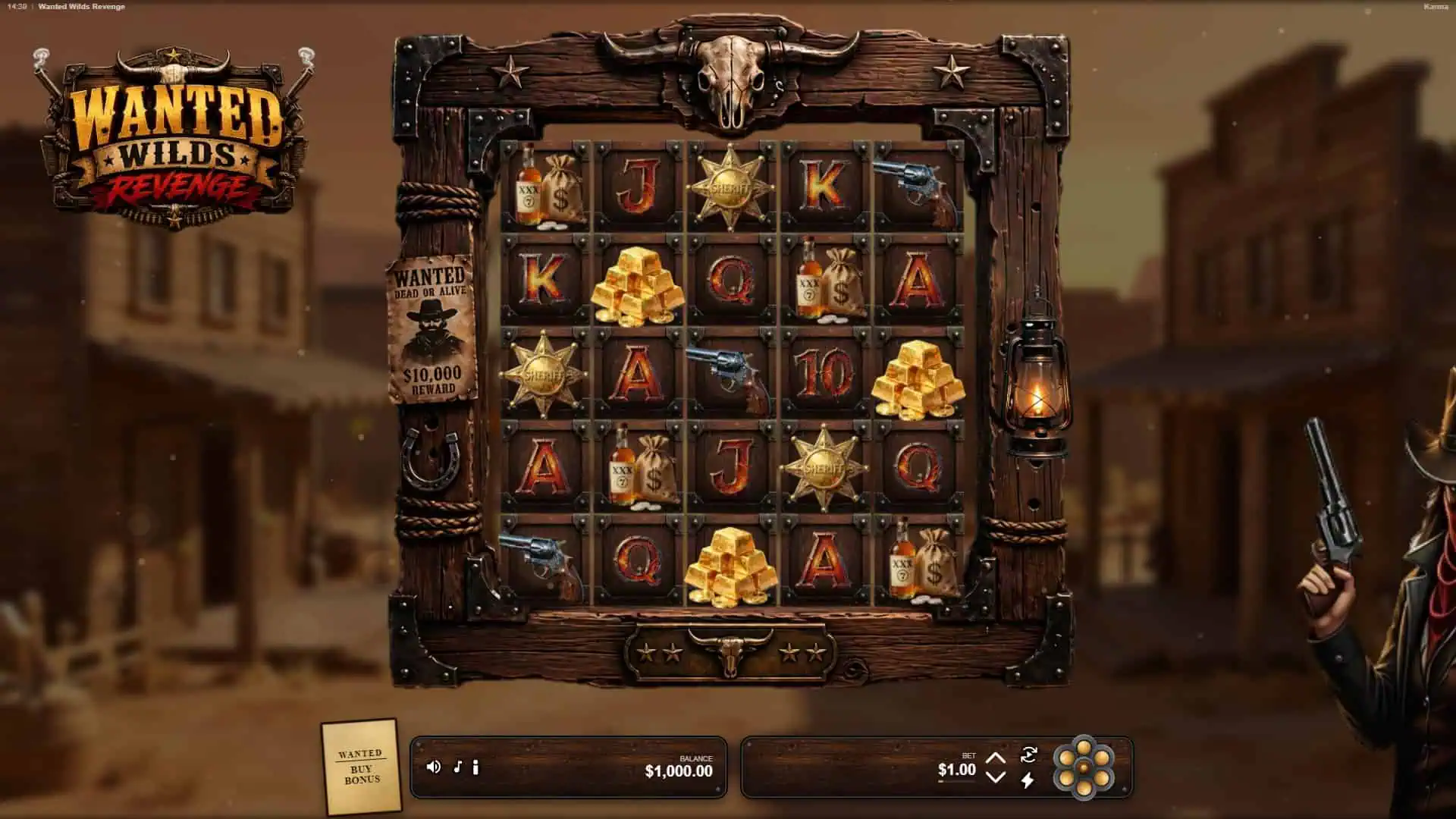 Wanted Wilds Revenge slot gameplay reels