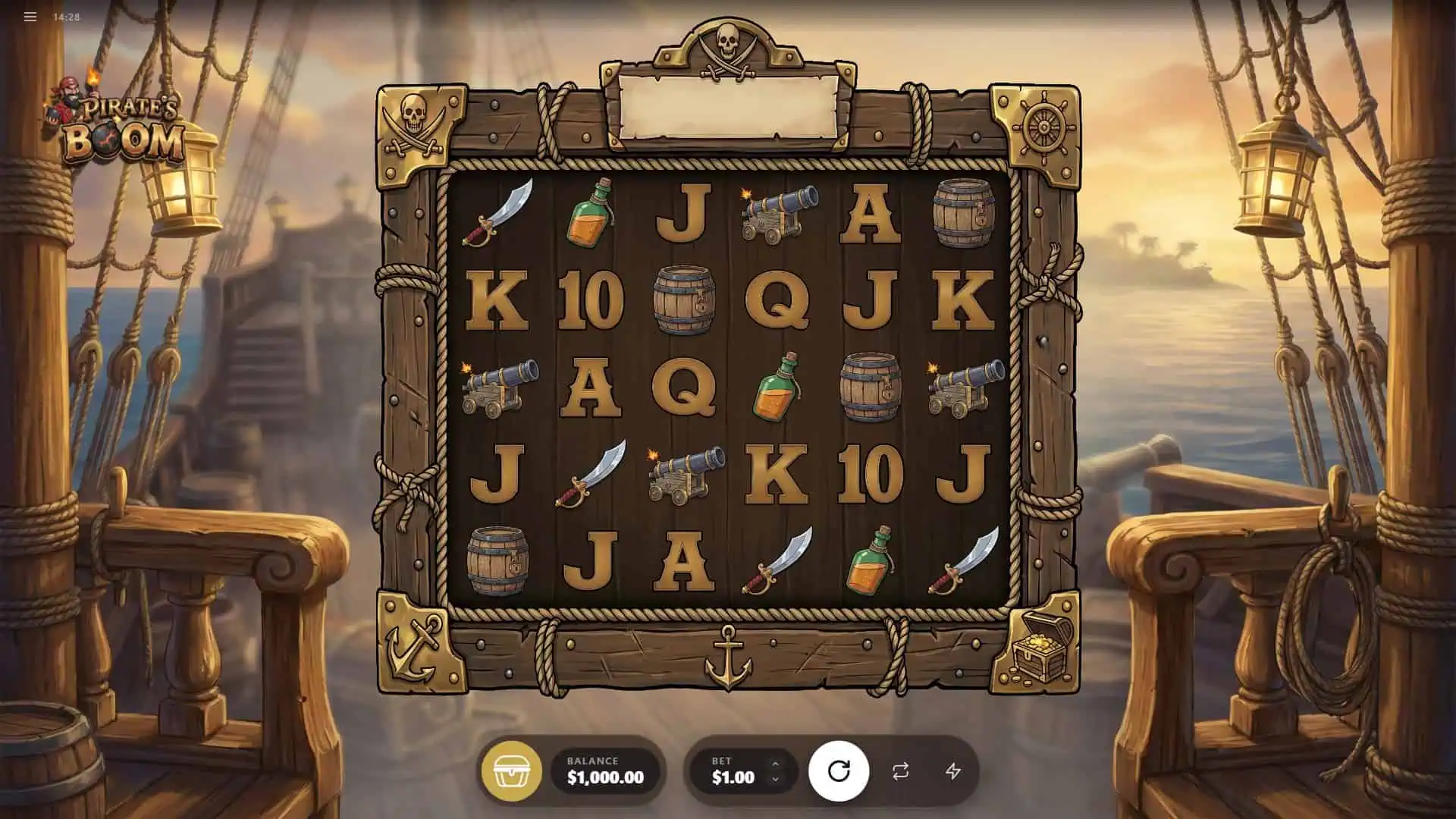Pirate's BOOM slot gameplay reels