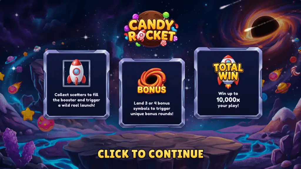 Knockoutlabs candy rocket intro screen