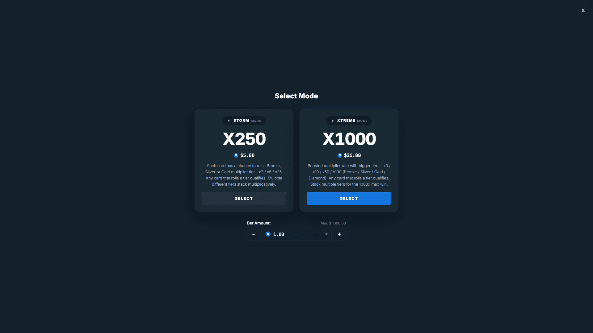 Blitz Blackjack bonus buy menu